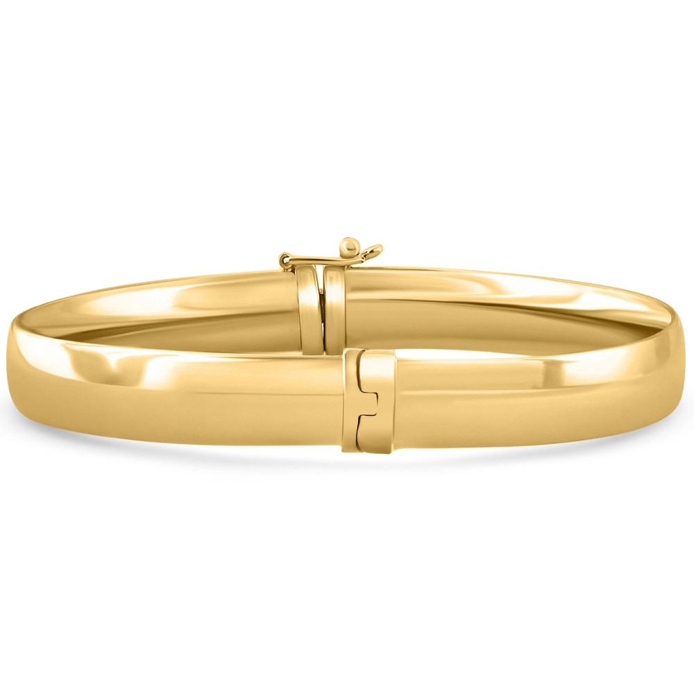 8mm Polished Bangle Bracelet 18k Yellow Gold Over Silver